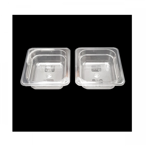 투명한사각 플라스틱그릇(PC재질)-2개입