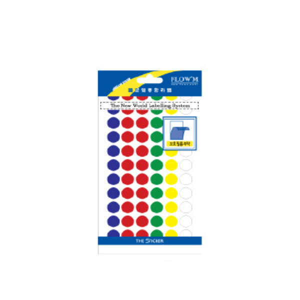 [플로엠]원형 스티커 302-1 / 12mm / 혼합 / 7매