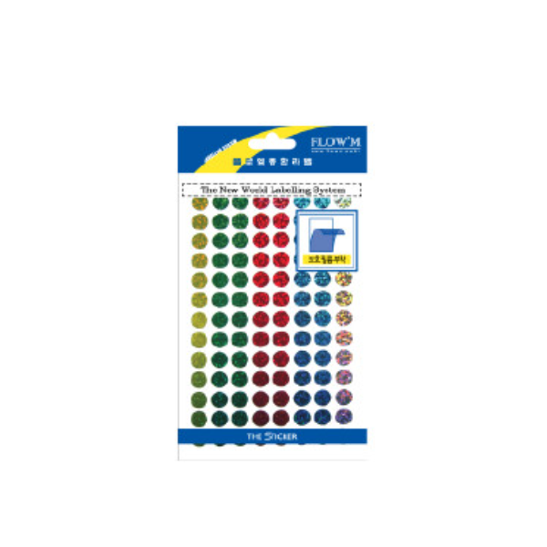 [플로엠]홀로그램 원형 스티커 303-5 / 9mm / 혼합 / 4매