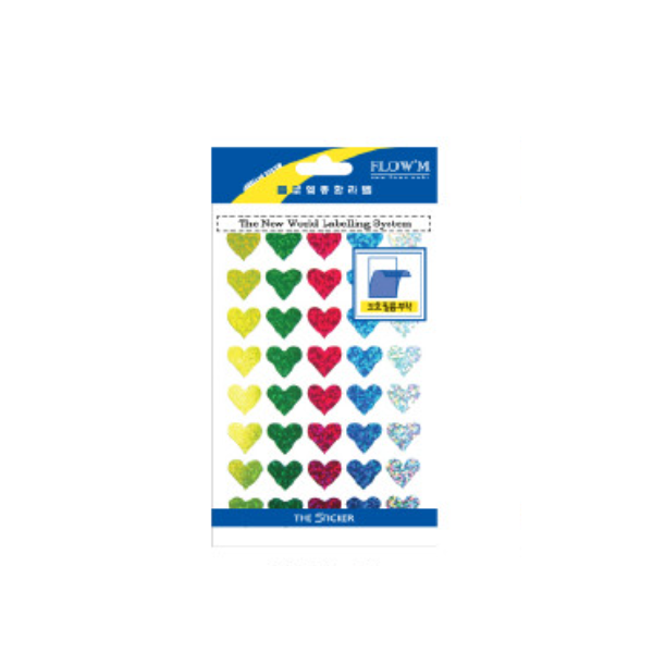 [플로엠]홀로그램 하트 스티커 313-5 / 14x13mm / 혼합 / 4매