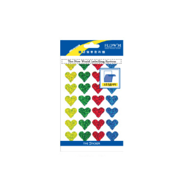 [플로엠]홀로그램 하트 스티커 313-9 / 18x19mm / 혼합 / 4매