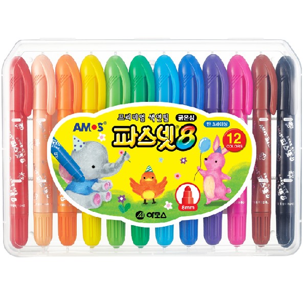 [아모스]파스넷8색연필 / 굵은심 / 12색