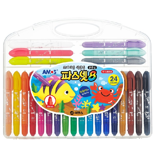 [아모스]파스넷8색연필 / 굵은심 / 24색