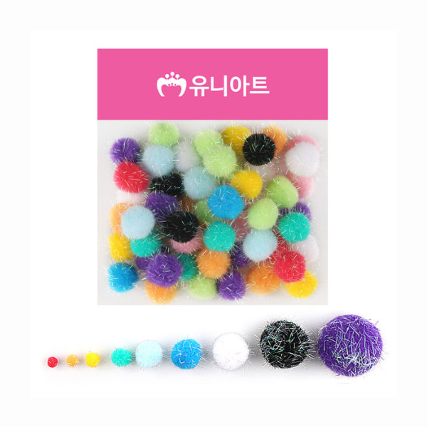 [유니아트] 5000 반짝이폼폼 / 혼합색상 / 방울 / 퐁퐁 / 뿅뿅