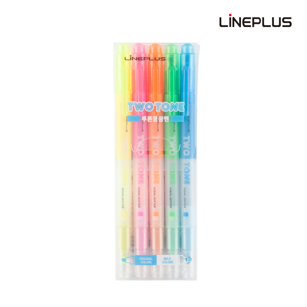 라인플러스 투톤 형광펜 / 5색세트 / 5개입